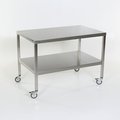 Midcentral Medical 30X30X35 Stainless Steel Work Table, Lower Shelf, 4" Casters, 2 locking, 2 swivel MCM578S-CA